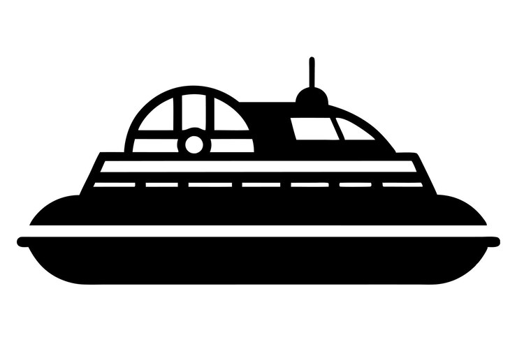 Vector hovercraft silhouette vector icon and illustration isolated on white background