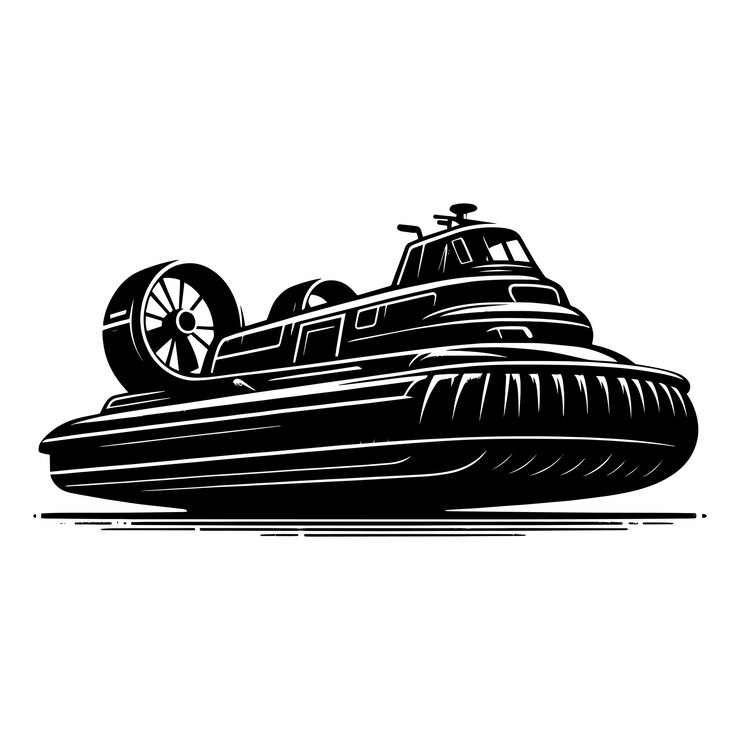 Vector hovercraft silhouette vector illustration isolated on a white background