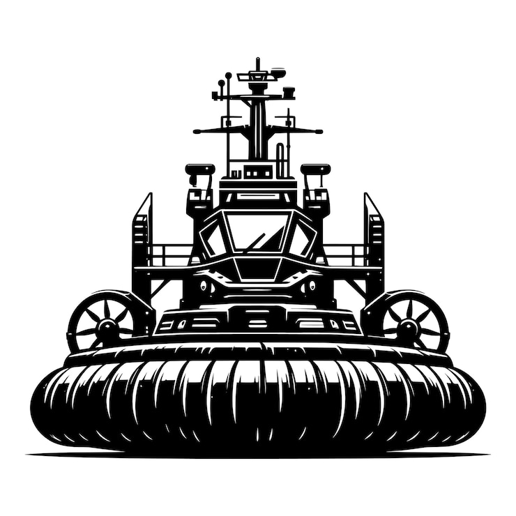 Vector hovercraft silhouette vector illustration isolated on a white background