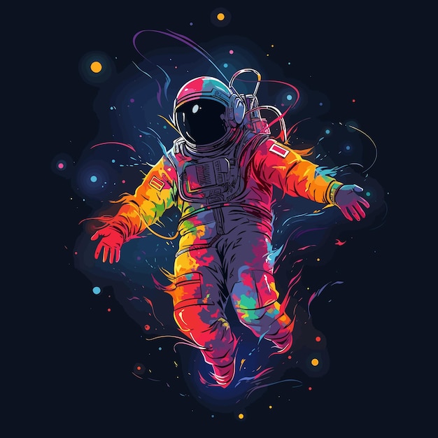 Vettore un astronauta che vola nella vastità dello spazio