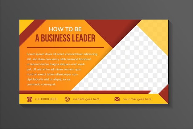 Vector how to be a leader horizontal banner design template vector header with diagonal elements for photo