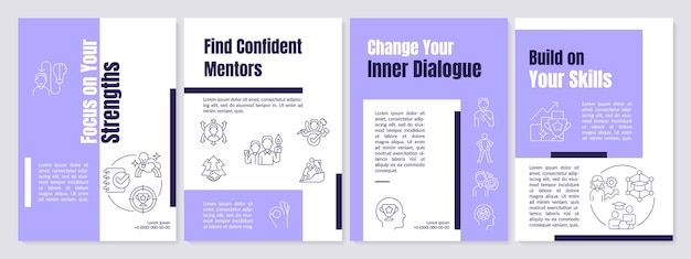 Vector how to boost your confidence at work purple brochure template