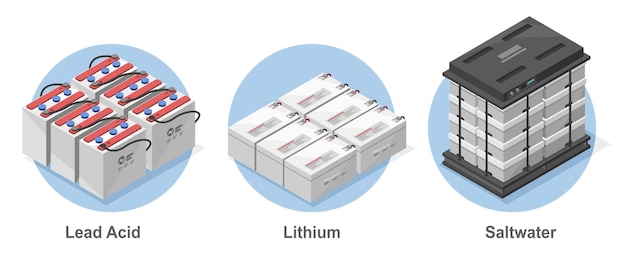 Vector how to choose type of battery to install solar cell house offgrid system power storage solar element