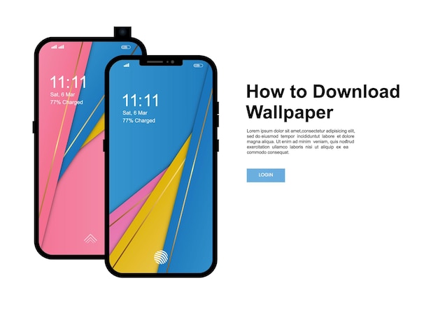 How to download wallpaper banner template. smartphone with modern mobile phone screen wallpaper design