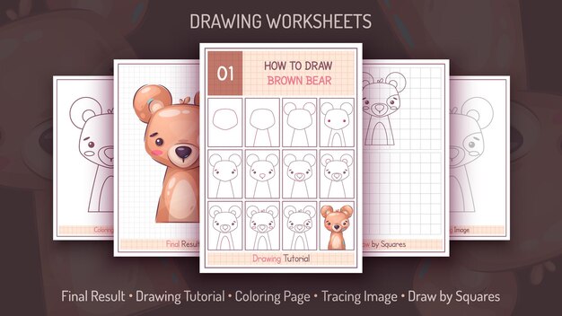 Come disegnare un orso bruno passo dopo passo Tutoriale di disegno Guida al disegno