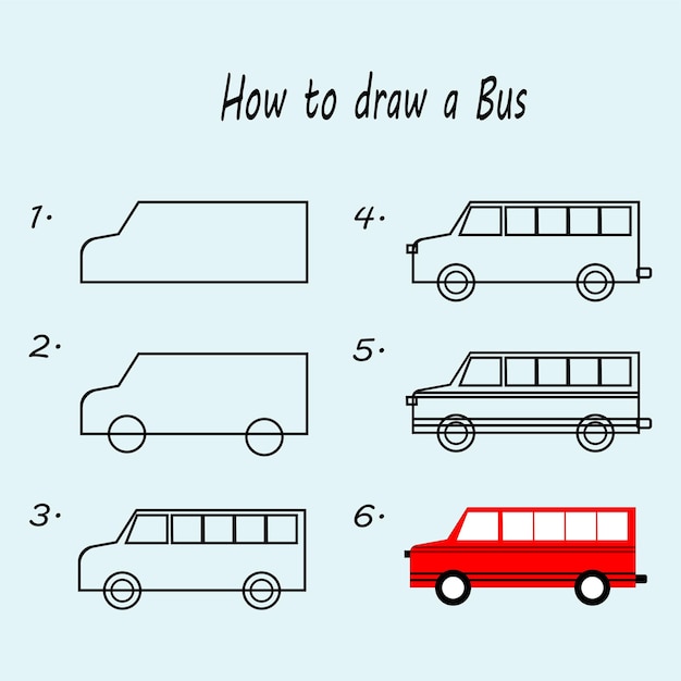 Vector how to draw a bus good for drawing child kid illustration vector illustration