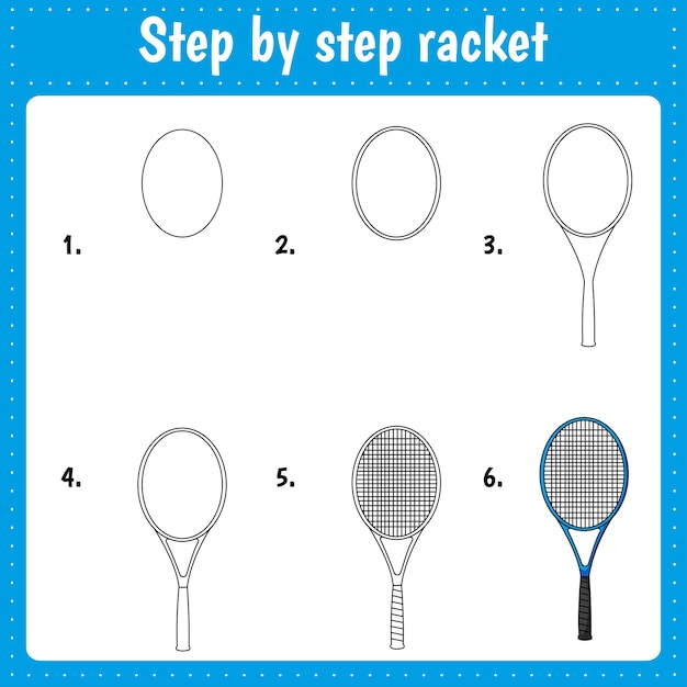 How to draw cute racket Educational page for children