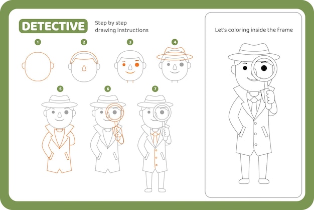 How to draw detective profession tutorial vector