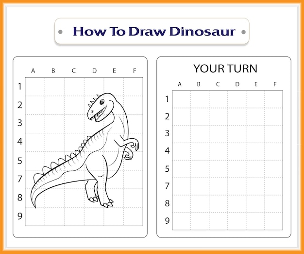 Vector how to draw dinosaur for kids premium vector