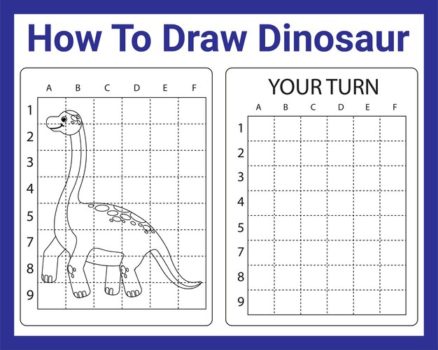 Vector how to draw dinosaur for kids