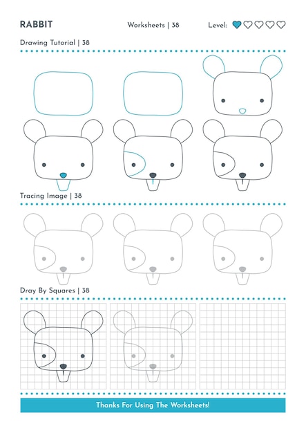 Vector how to draw doodle animal mouse cartoon character step by step drawing tutorial activity