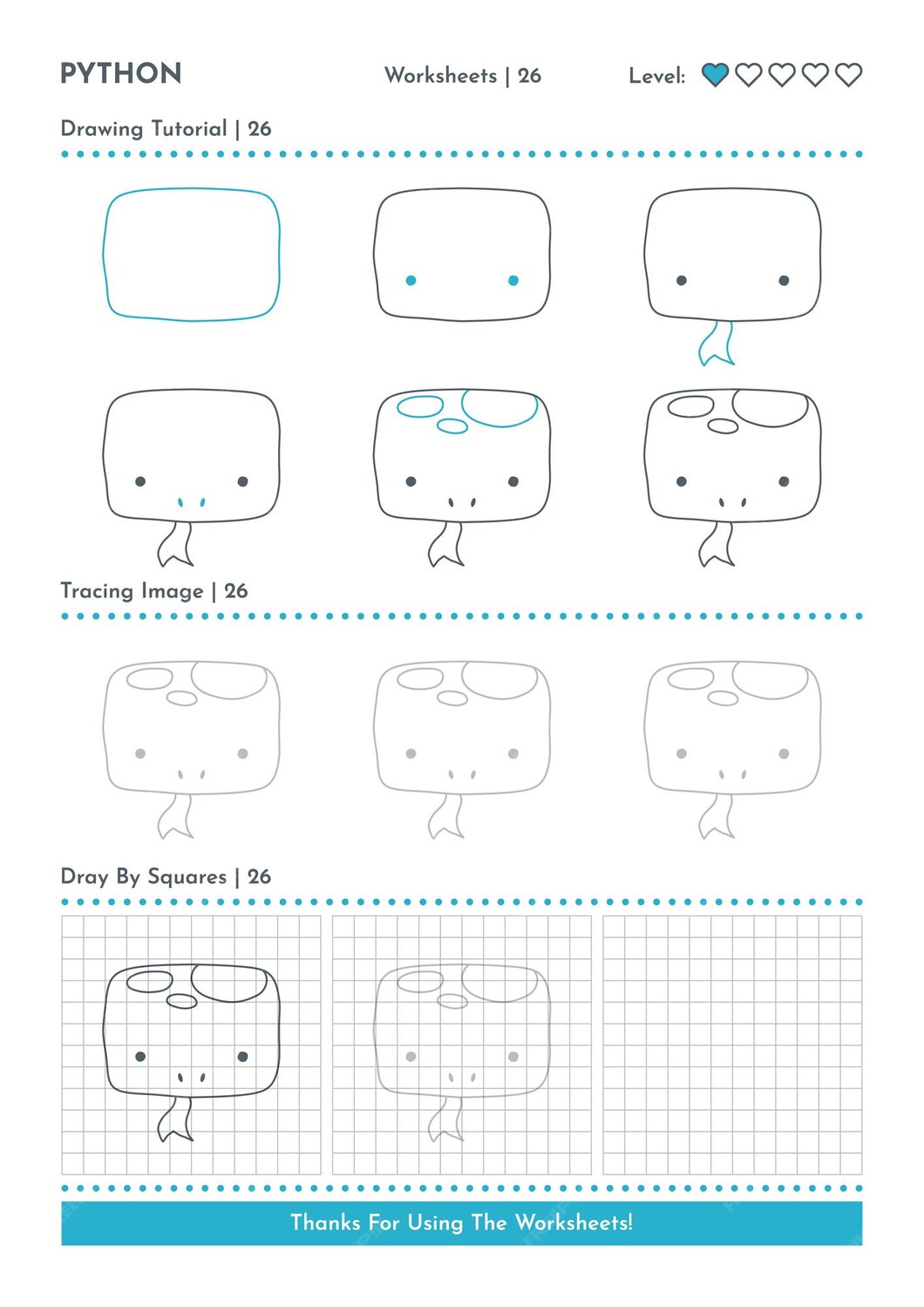 Premium Vector | How to draw doodle python cartoon character step by ...