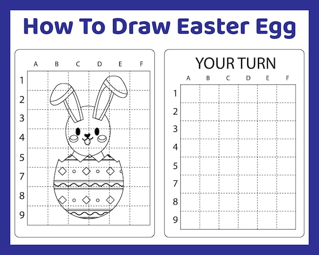 Vector how to draw easter for kids premium vector