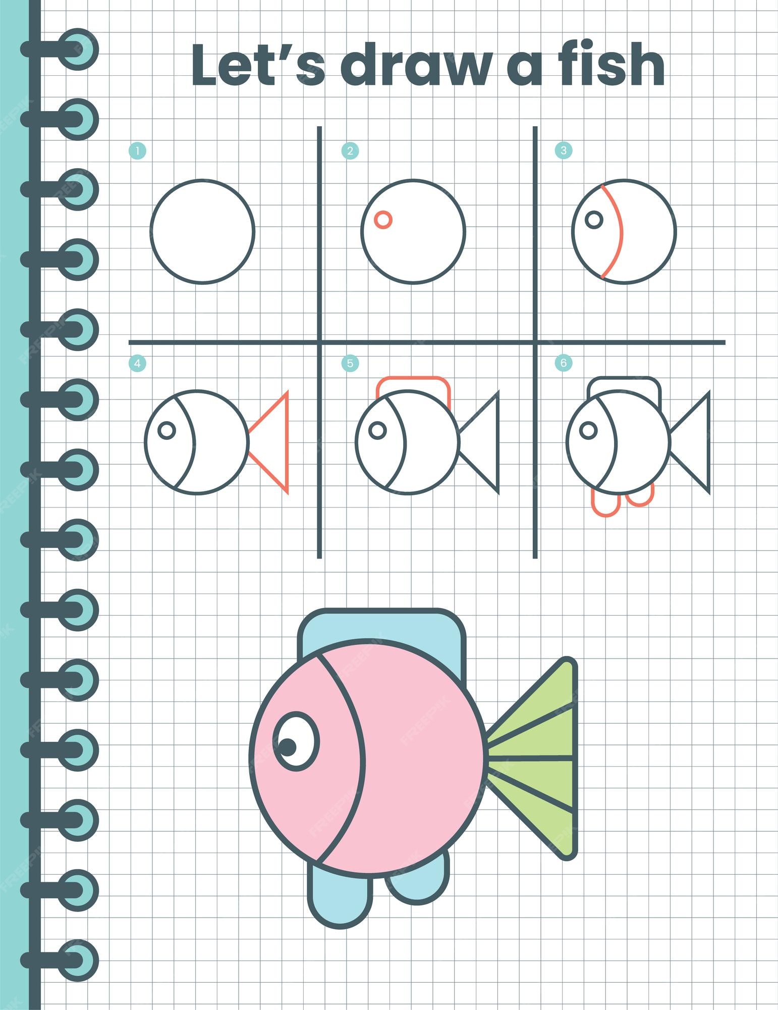 How to draw a fish easily