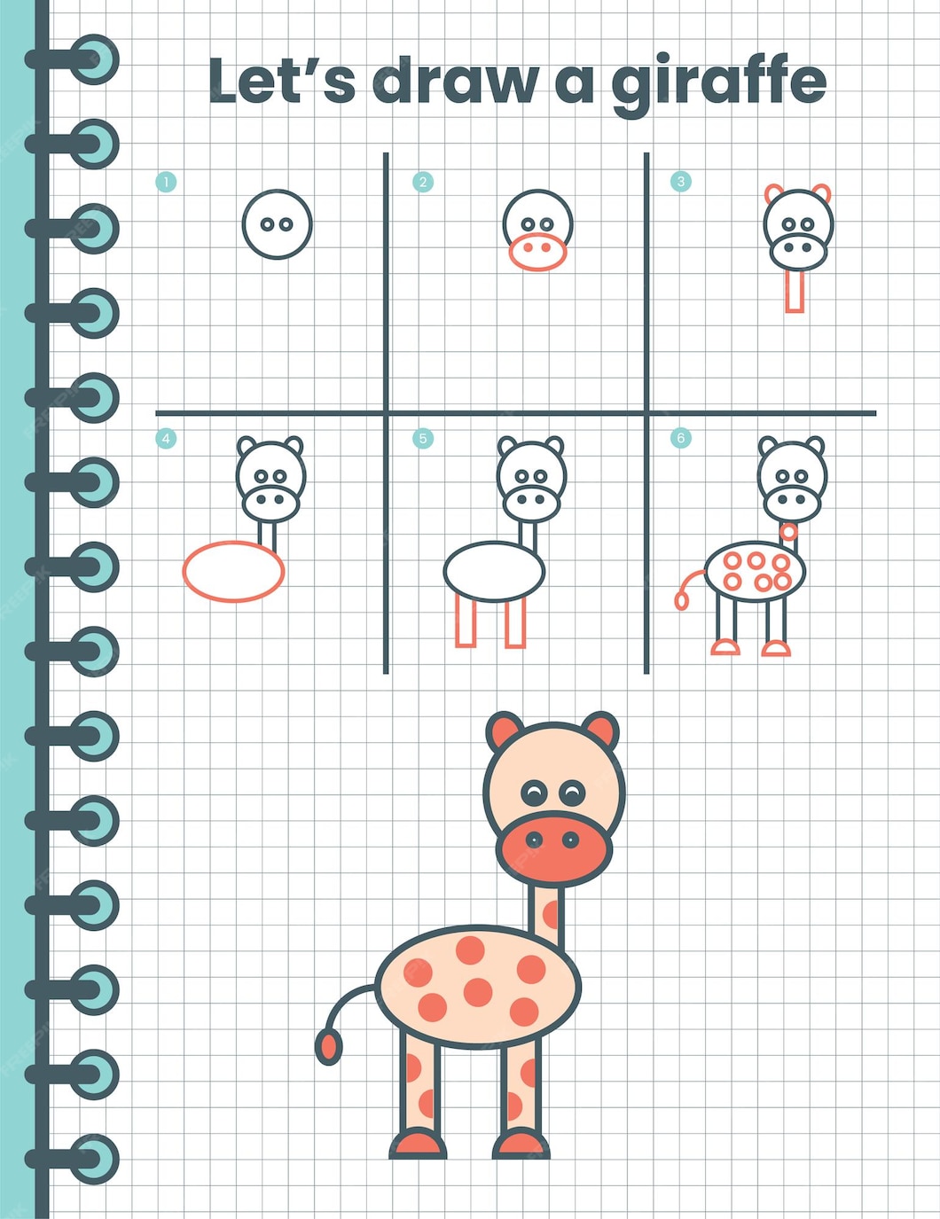 Premium Vector | How to draw a giraffe for kids. easy drawing steps for