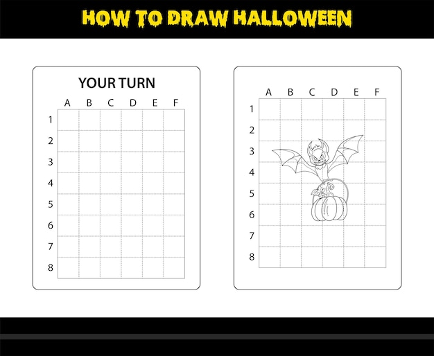 Vector how to draw halloween for kids halloween drawing skill coloring page for kids