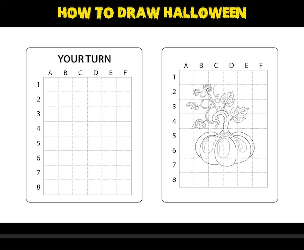 Come disegnare halloween per bambini pagina da colorare di abilità di disegno di halloween per bambini