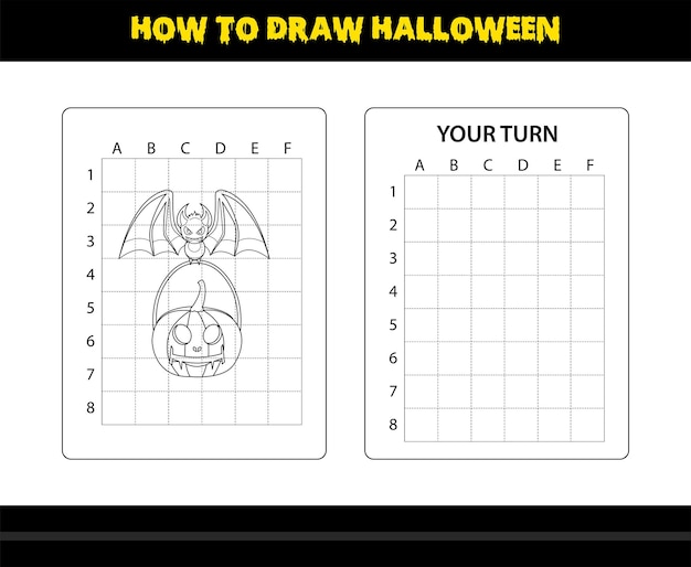 Come disegnare halloween per bambini pagina da colorare di abilità di disegno di halloween per bambini