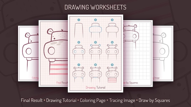 Vector how to draw a hippopotamus step by step drawing tutorial draw guide