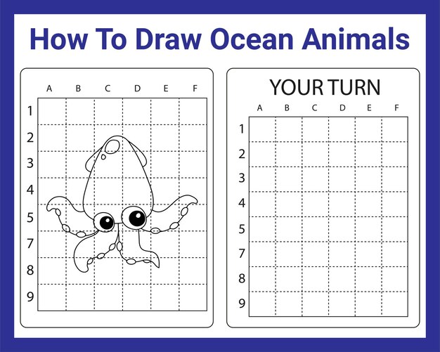 Vector how to draw ocean animals for kids