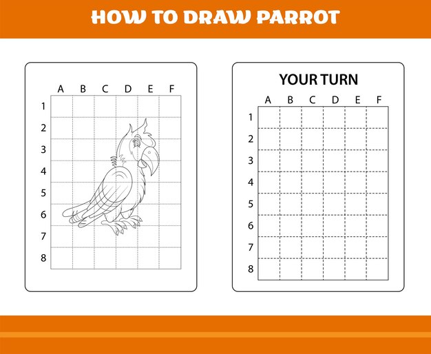 Vector how to draw parrot for kids line art design for kids printable coloring page