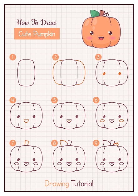 How to Draw a Pumpkin Step by Step Drawing Tutorial