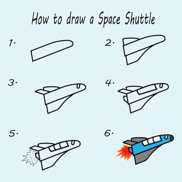 Come disegnare uno space shuttle buono per disegnare illustrazione per bambini illustrazione vettoriale