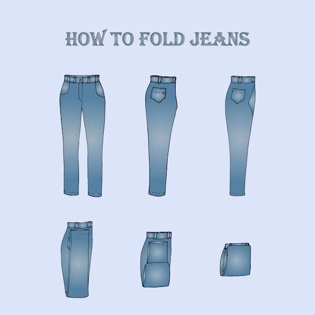 Vector how to fold jeans pants jeans pants