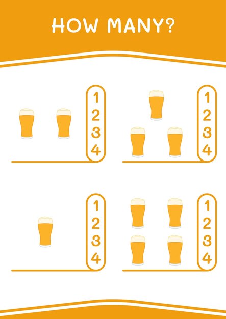 子供のためのビールゲームの数ベクトルイラスト印刷可能なワークシート