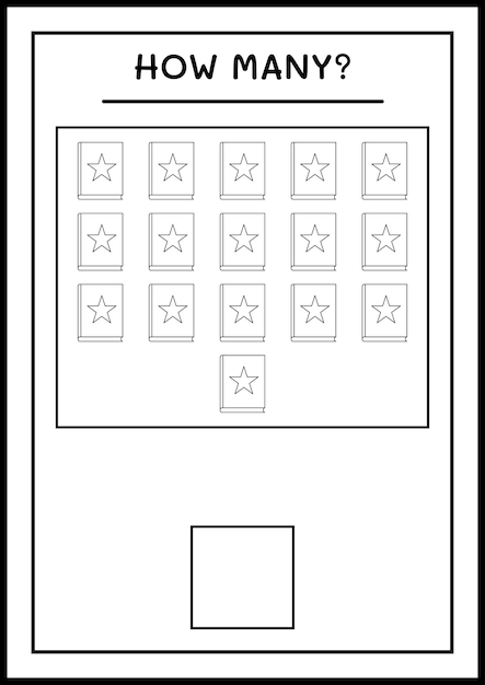 얼마나 많은 책, 어린이를 위한 게임. 벡터 일러스트 레이 션, 인쇄용 워크시트