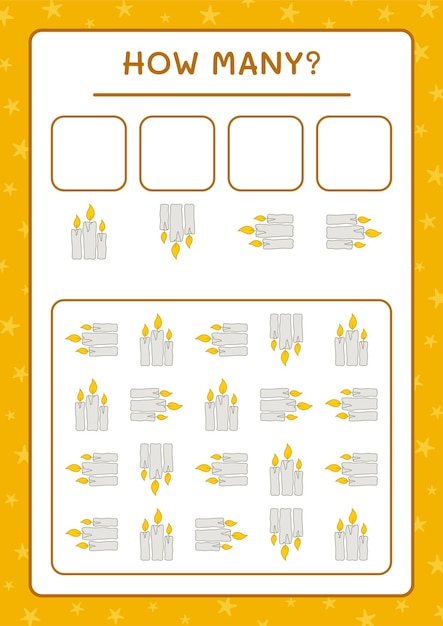 얼마나 많은 양초, 어린이를 위한 게임. 벡터 일러스트 레이 션, 인쇄용 워크시트
