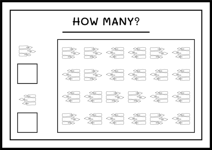 Vector how many candle, game for children. vector illustration, printable worksheet