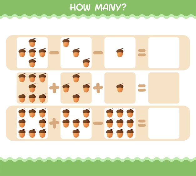 How many cartoon acorn. Counting game. Educational game for pre shool years kids and toddlers