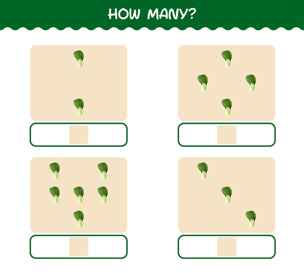 얼마나 많은 만화 청경채. 계산 게임. 취학 전 아동 및 유아를 위한 교육 게임