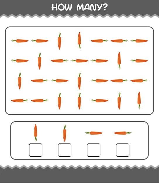 How many cartoon carrot. Counting game. Educational game for pre shool years kids and toddlers