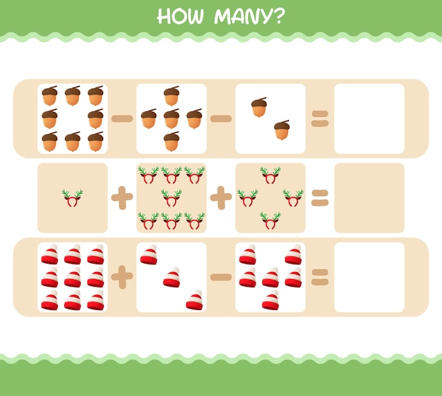 How many cartoon christmas. Counting game. Educational game for pre shool years kids and toddlers