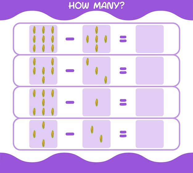 How many cartoon corn. Counting game. Educational game for pre shool years kids and toddlers