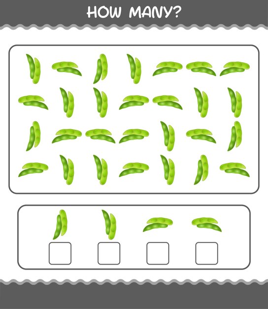 How many cartoon edamame. Counting game. Educational game for pre shool years kids and toddlers