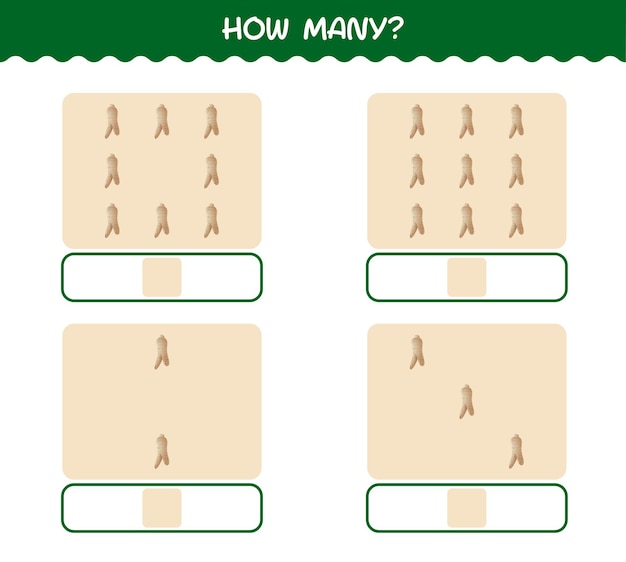 얼마나 많은 만화 인삼. 계산 게임. 취학 전 아동 및 유아를 위한 교육 게임