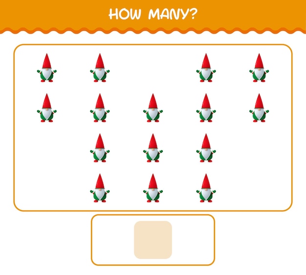 How many cartoon gnome. Counting game. Educational game for pre shool years kids and toddlers