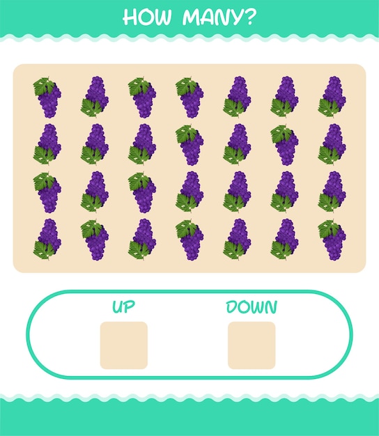 How many cartoon grape. Counting game. Educational game for pre shool years kids and toddlers