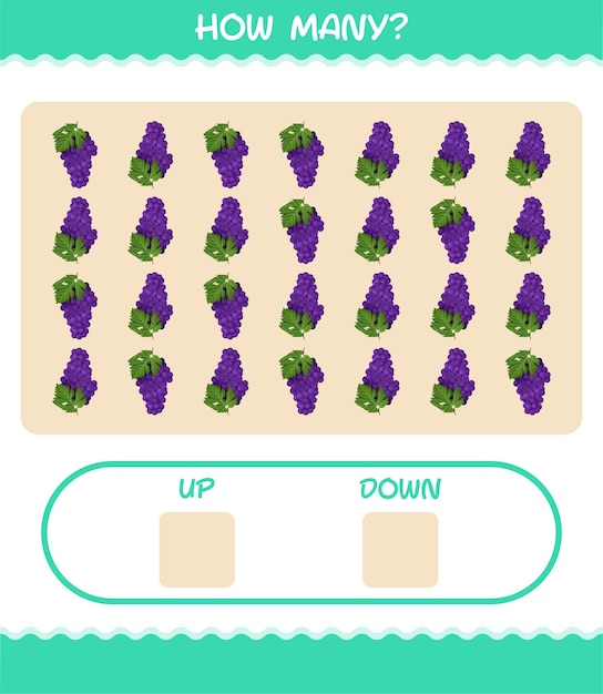 How many cartoon grape. counting game. educational game for pre shool years kids and toddlers