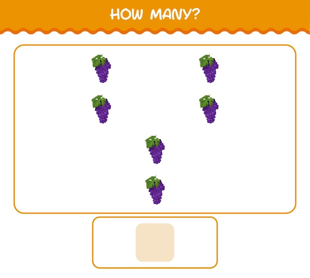 How many cartoon grape. Counting game. Educational game for pre shool years kids and toddlers