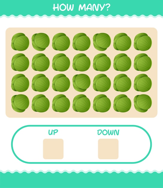 How many cartoon green cabbage. Counting game. Educational game for pre shool years kids and toddlers