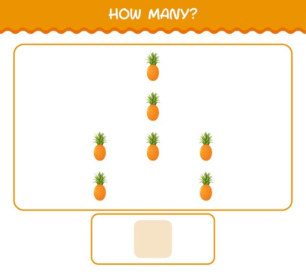 How many cartoon pineapple. counting game. educational game for pre shool years kids and toddlers