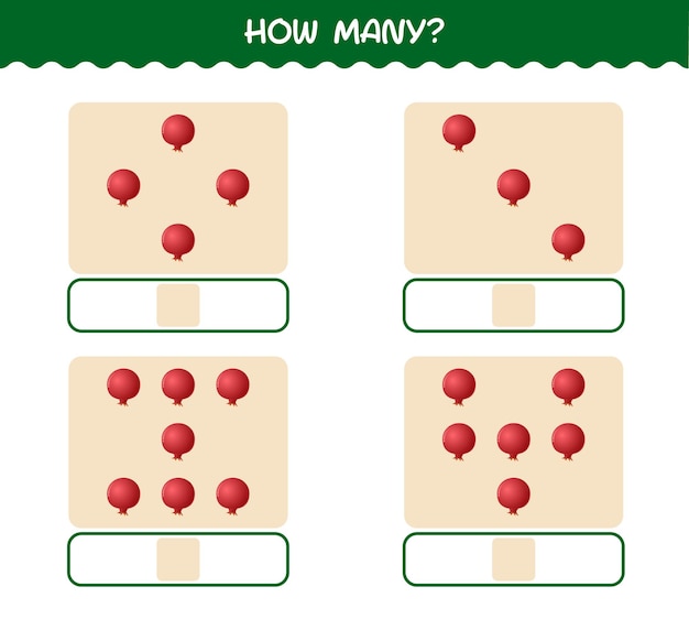 How many cartoon pomegranate. Counting game. Educational game for pre shool years kids and toddlers