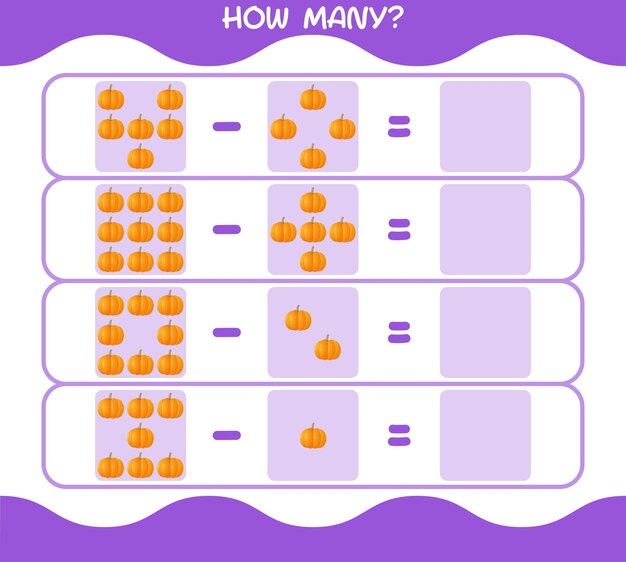 How many cartoon pumpkin. counting game. educational game for pre shool years kids and toddlers