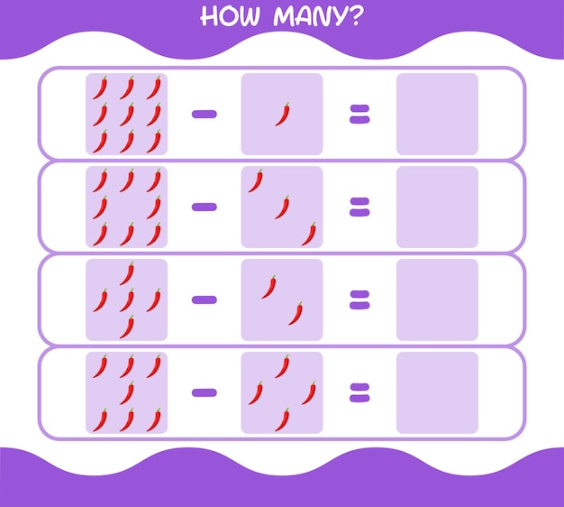 How many cartoon red chilli. counting game. educational game for pre shool years kids and toddlers