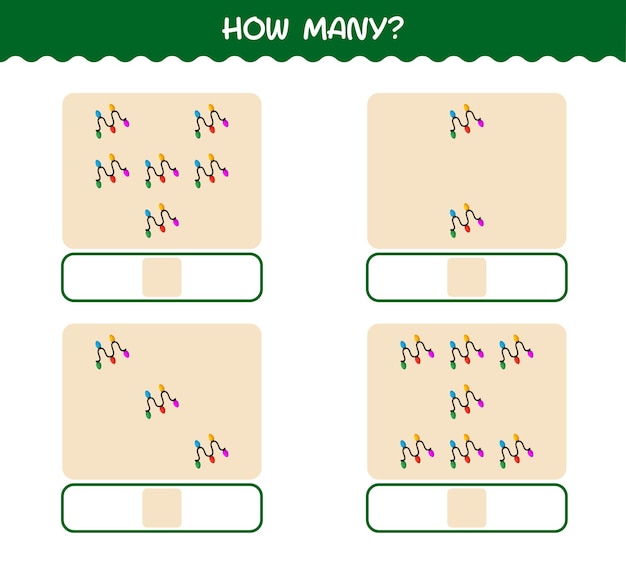 Сколько мультяшных струнных светильников. Счетная игра. Развивающая игра для дошкольников и малышей