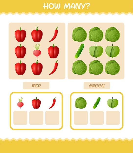 How many cartoon vegetables. counting game. educational game for pre shool years kids and toddlers